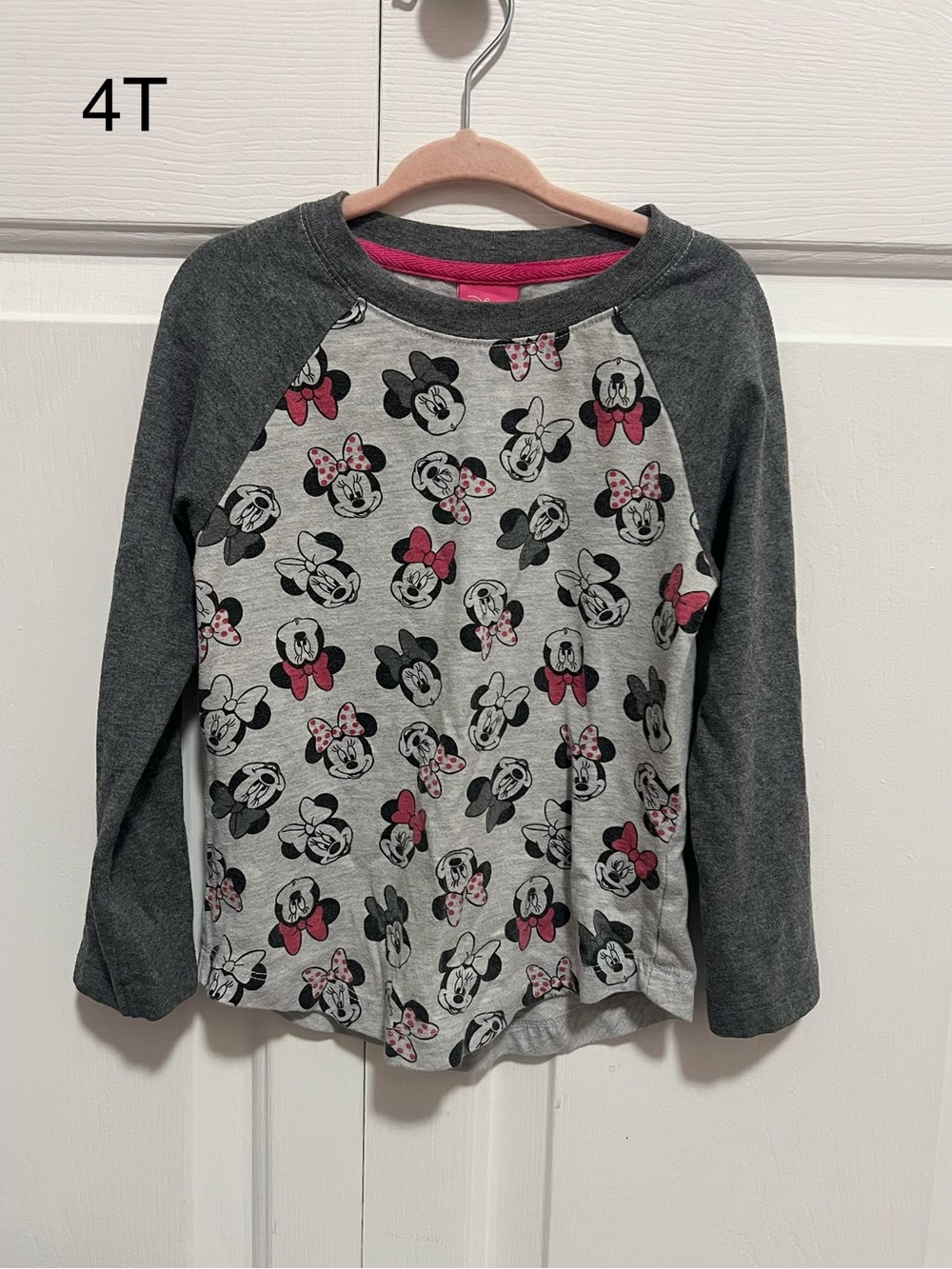 Girls' Mickey Mouse Grey & Pink Raglan Top